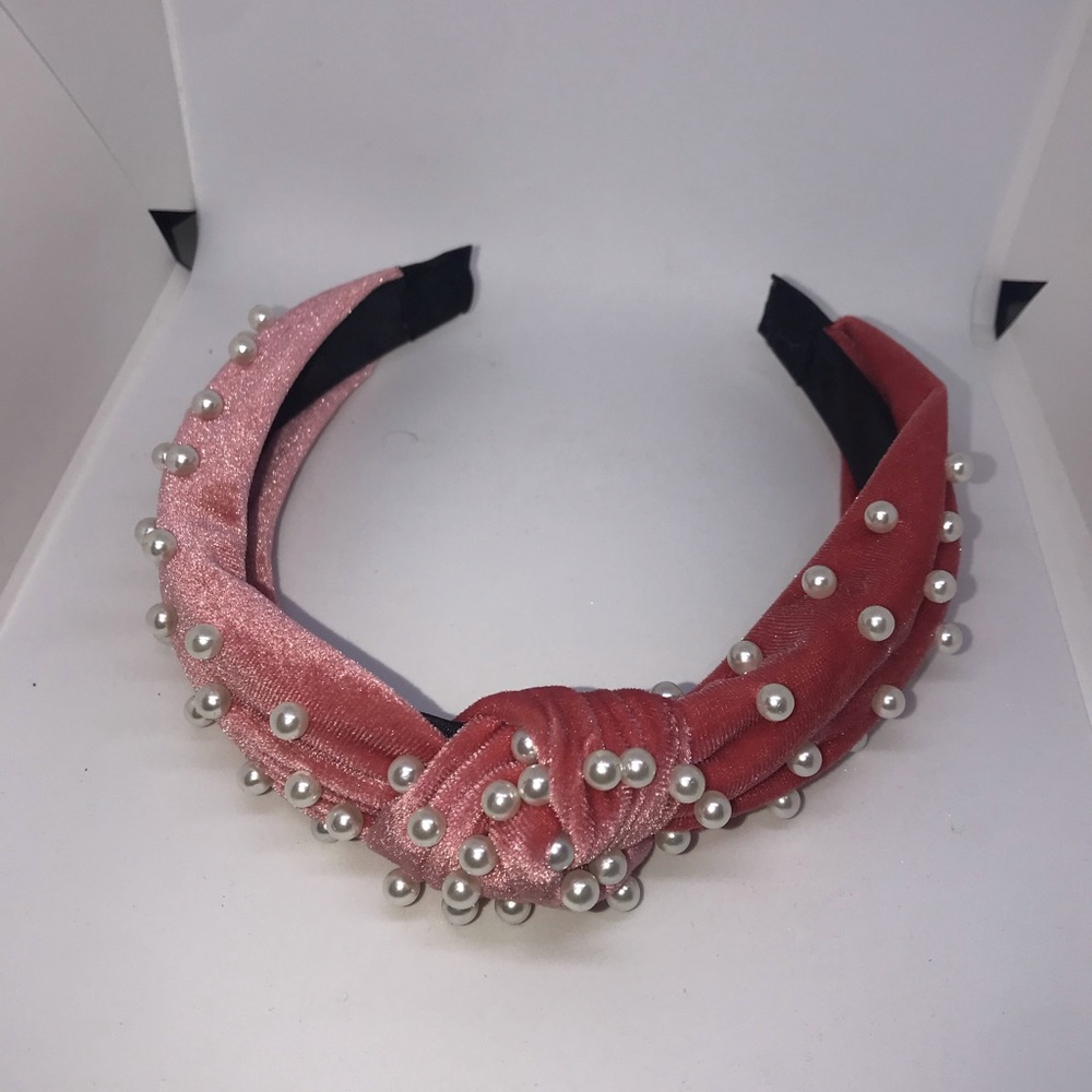 Pink Faux Pearl Knot Headband